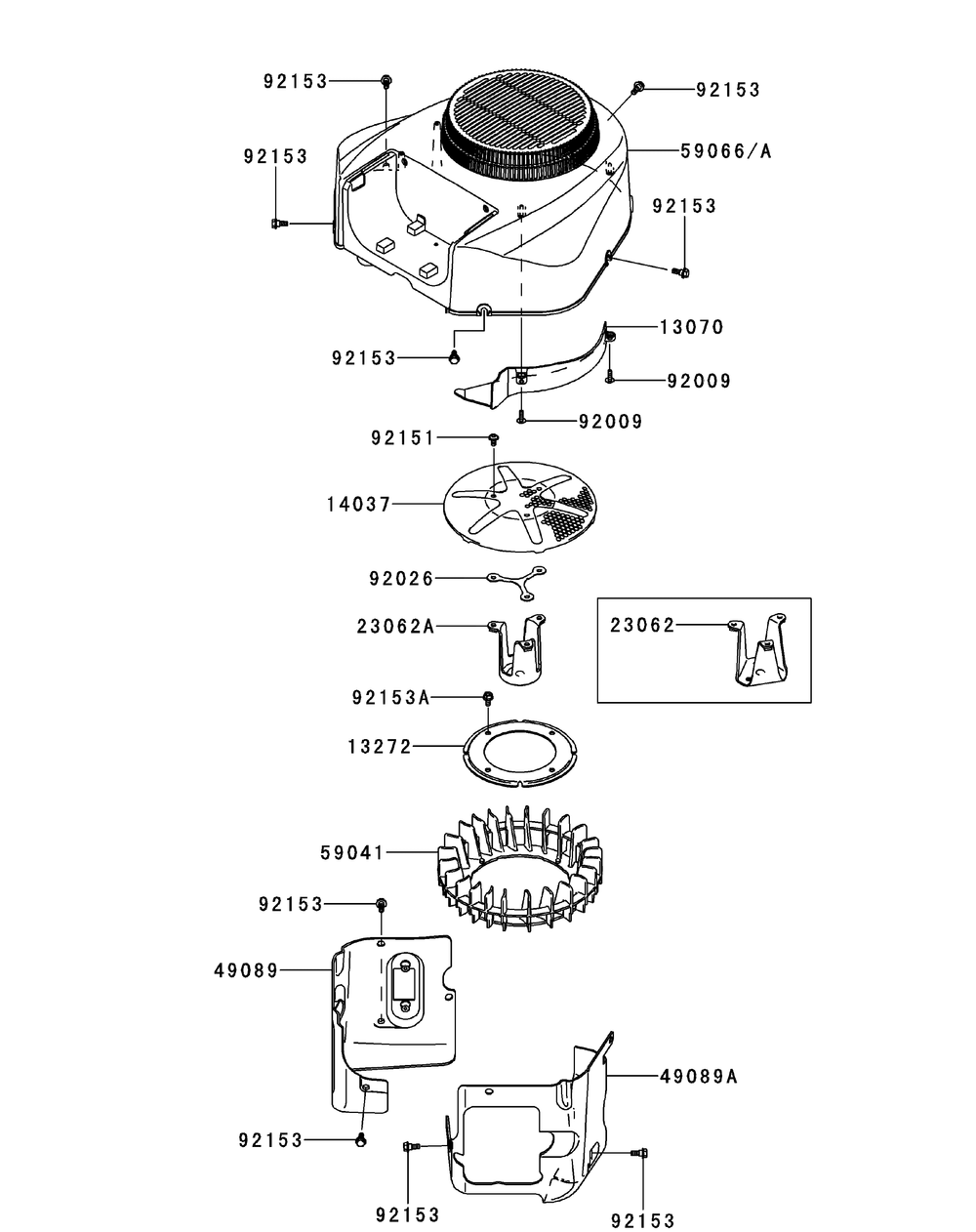 Kawasaki Fr730v-As05 Cooling Equipment Diagram and Parts List for Z-FORCESZ48 (17AIDGHB-17AIDGHB010)(2015) Cub Cadet Lawn Tractor